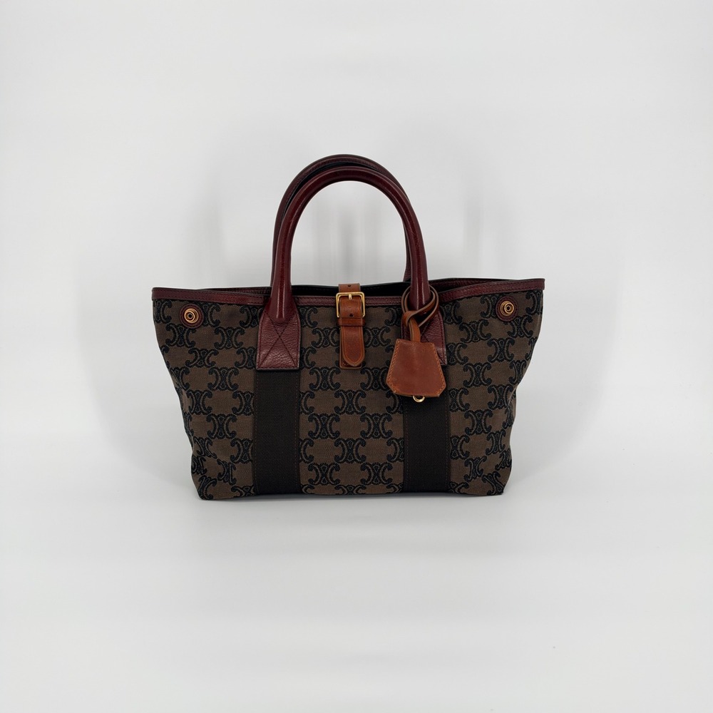 Celine Triomphe Small Tote Brown Monogram Canvas Vintage Luxury Old Money Fall - Picture 3 of 16